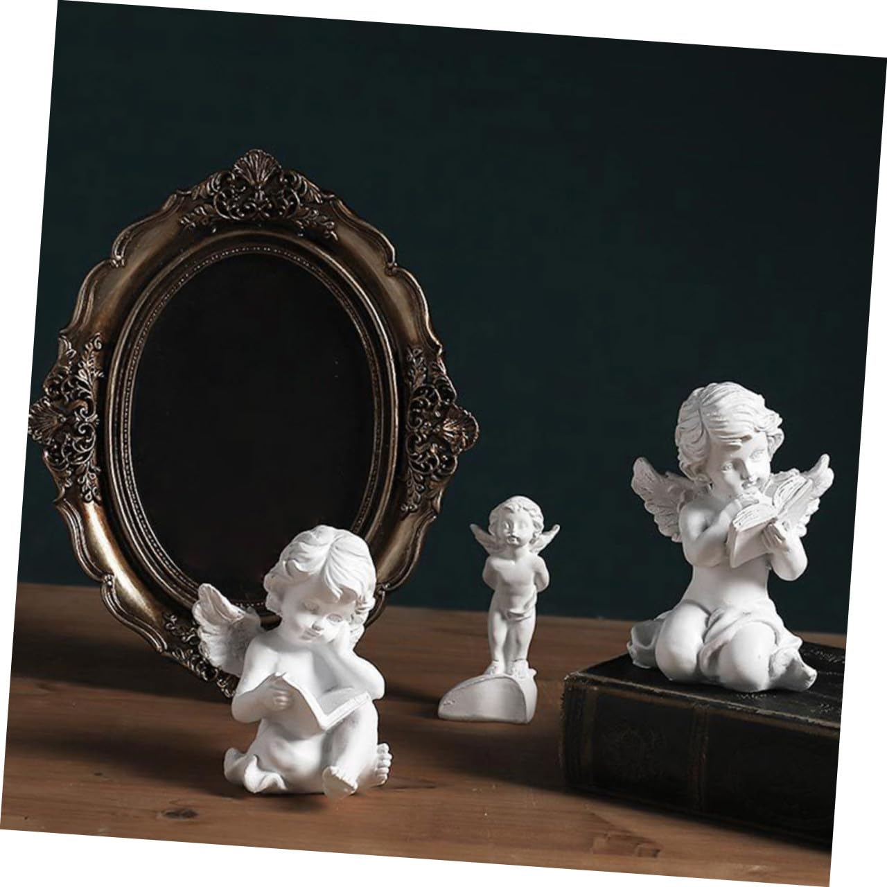 TOPBATHY 2pezzi Statua Angelo Decorativa in Statuetta Angelo Custode Elegante per Tavolo Artigianato Casa Unica