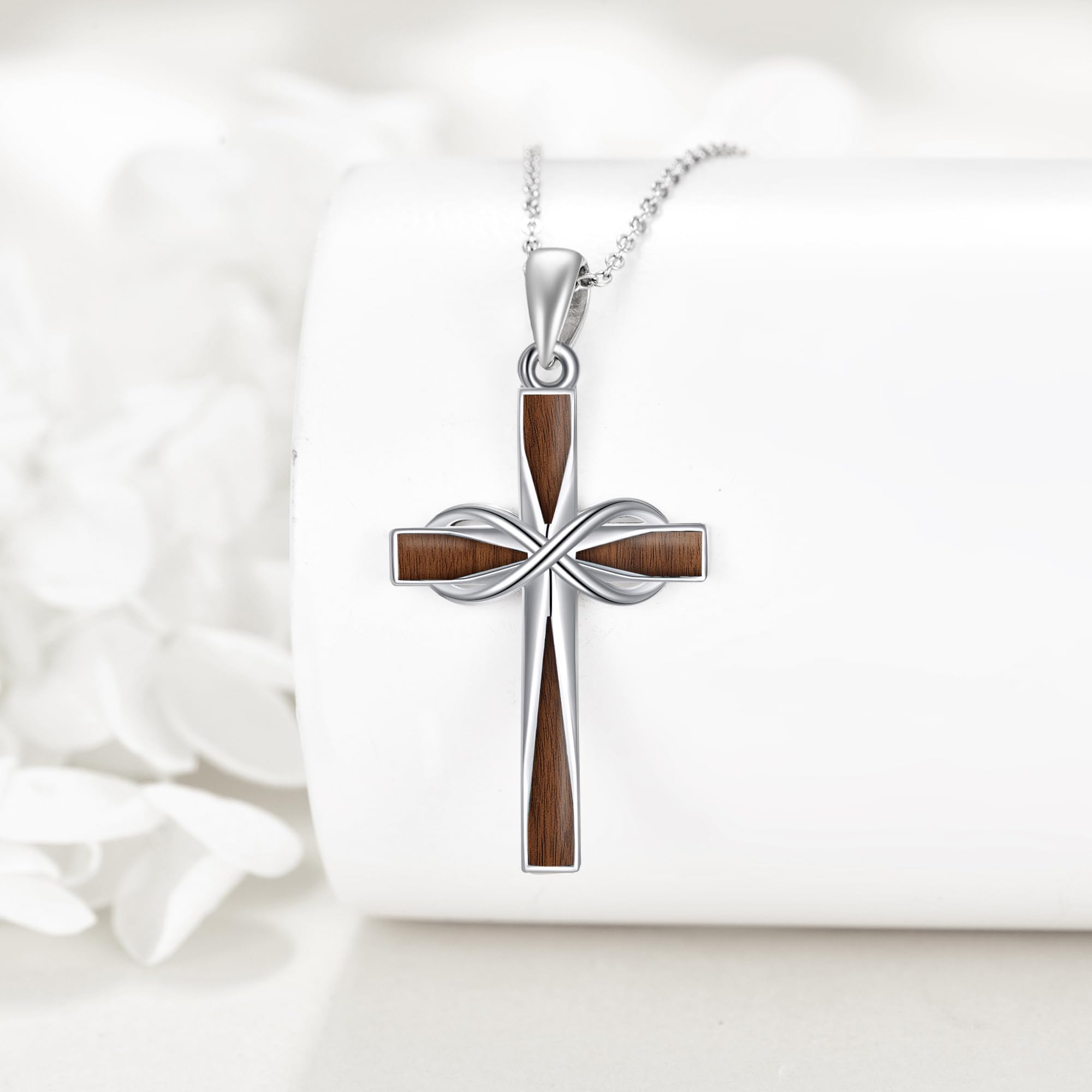 ONEFINITY Chaîne en argent sterling 925 avec pendentif en forme de croix de l'infini - Bijou religieux - Cadeau pour homme et femme