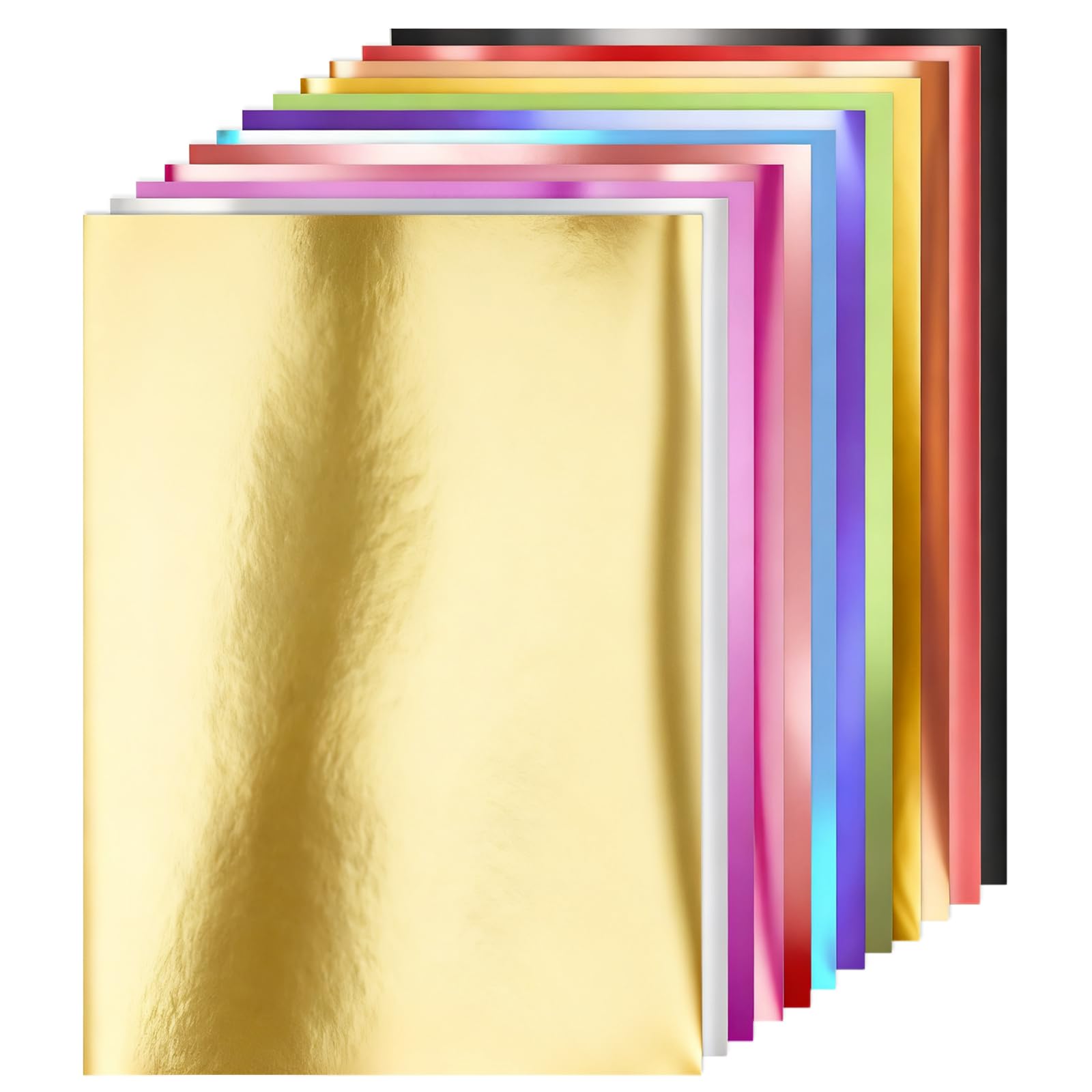 60 Sheets Metallic Foil Paper, 5" x 7" Foil Mirror Paper 15 Colors 120gsm/32lb for Crafting Invitations Decorations Scrapbook Supplies (Metallic, 5" x