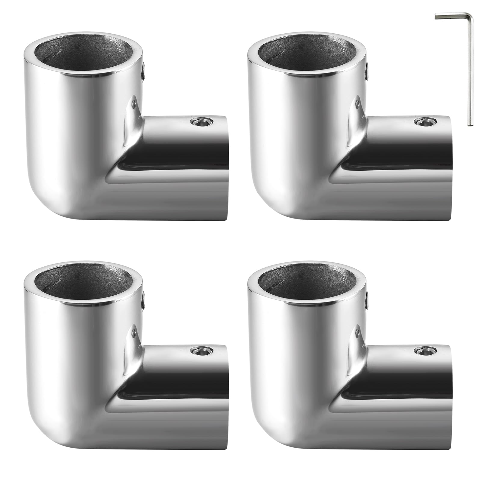 Boat Handrail Fitting Elbow, 316 Stainless Steel Marine-Grade 90 Degree 2-Way Pipe Fitting for 1 Inch OD Tube, Mirror-Polished Heavy-Duty Pipe Connector(4 Pack)