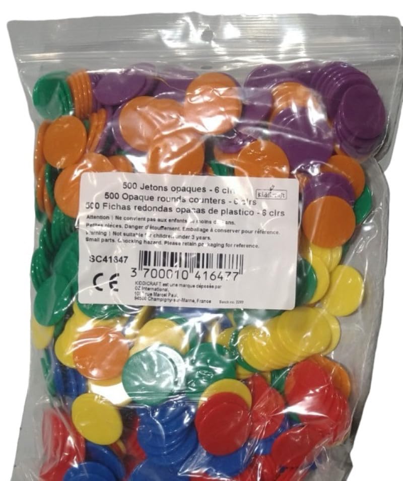 Jetons opaques multicolores lot de 500 pièces rigides haute densité - 2