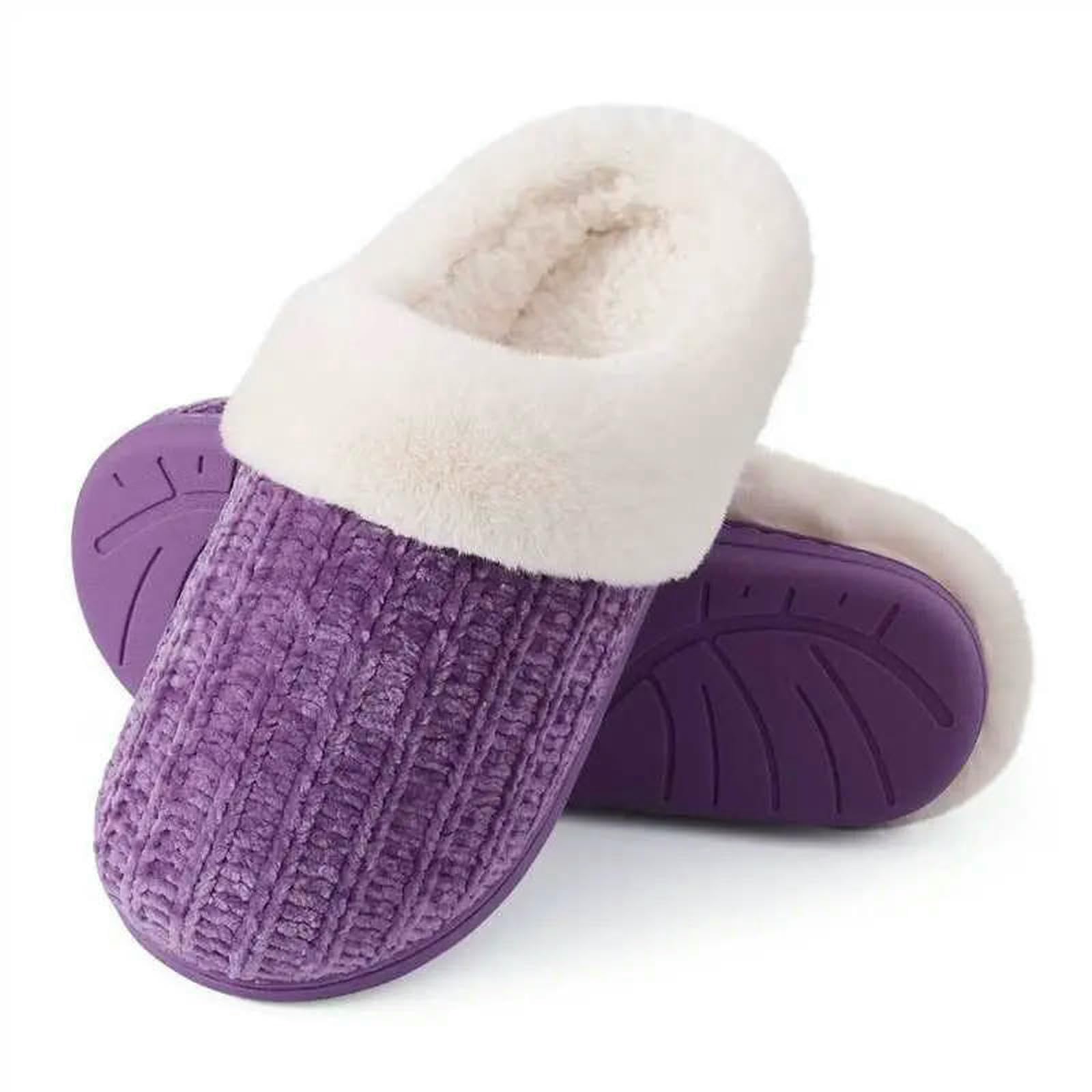 Pantofole Calde da Casa in Maglia Donna, Comode Foderate Ciniglia, Memory Foam E Suole per Interni Ed Esterni-marina-chiuso-38-39