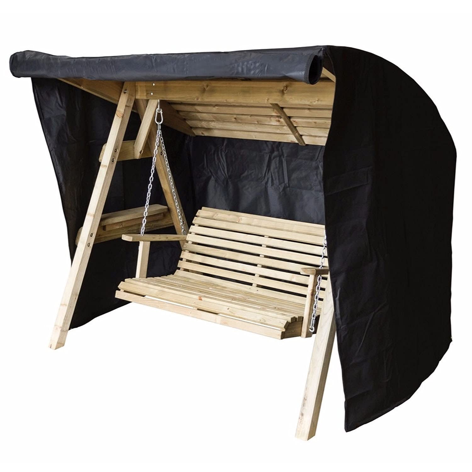 Taylor & Brown Heavy Duty 3 Seater Garden Swing Cover, Waterproof, Windproof, Anti-UV, Rip Proof 600D Oxford Fabric Large Outdoor Garden Hammock Cover with Zips (220x150x170cm) - Black