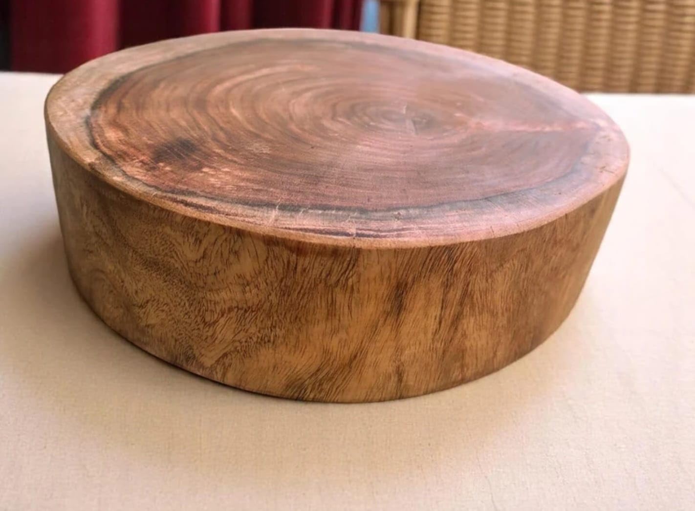 babul Wood Log, Live Edge Round, Rustic Tree Cross Section with Growth Rings-image-21