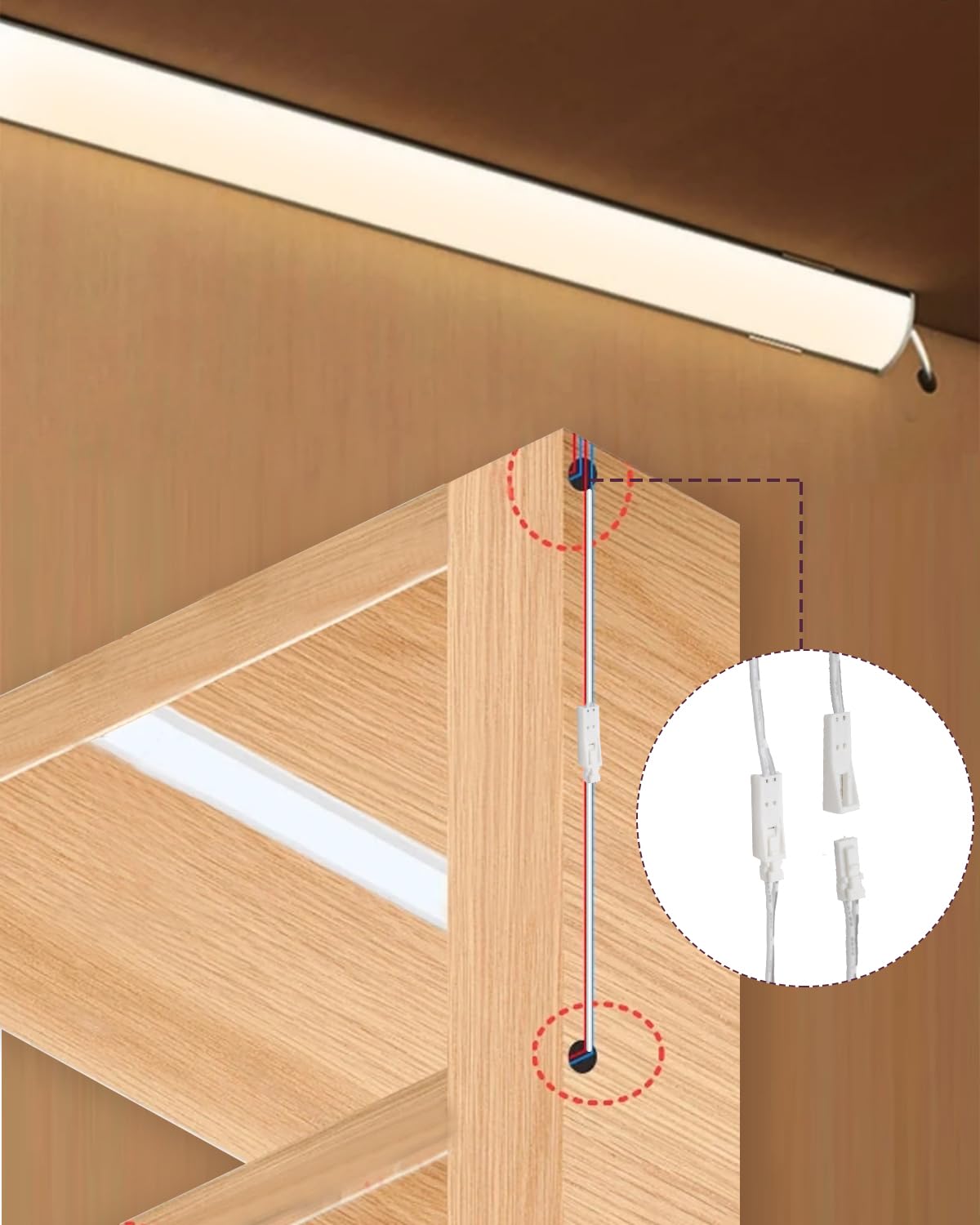 Oświetlenie podszafkowe LED z łącznikiem - 8szt 30cm V-kształtne listwy, 16W 1600Lumen Ciepła Biała 3000K do kuchni, gablot, półek