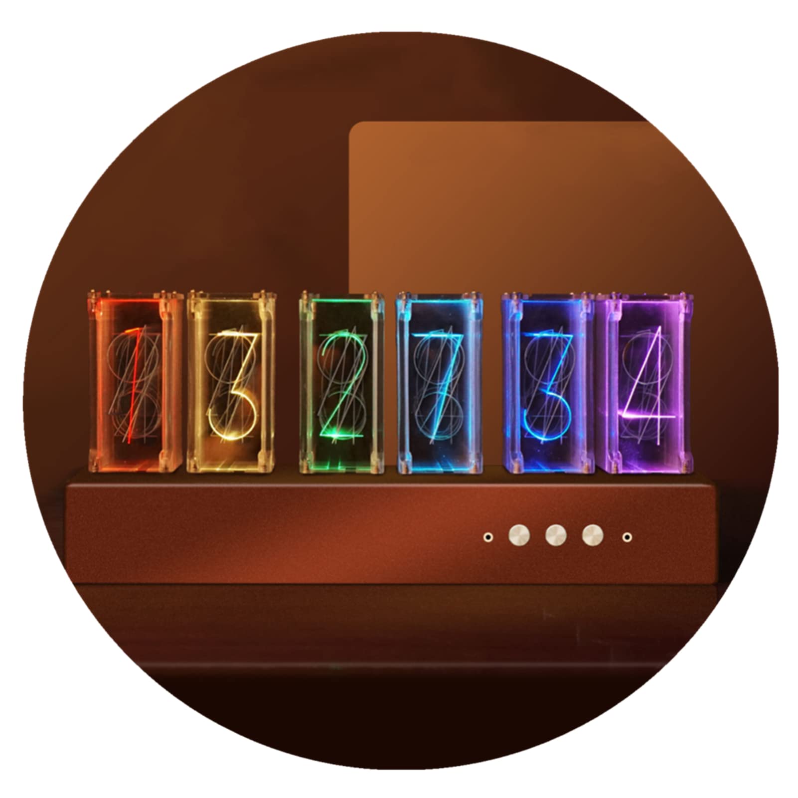 Glow Tube Clock Glow Clock for Kids Adults RGB Led Glow Tube Clock Diy Nixie Tube Clock gifts for Lovers, Friends, Christmas, Birthday (Gold)