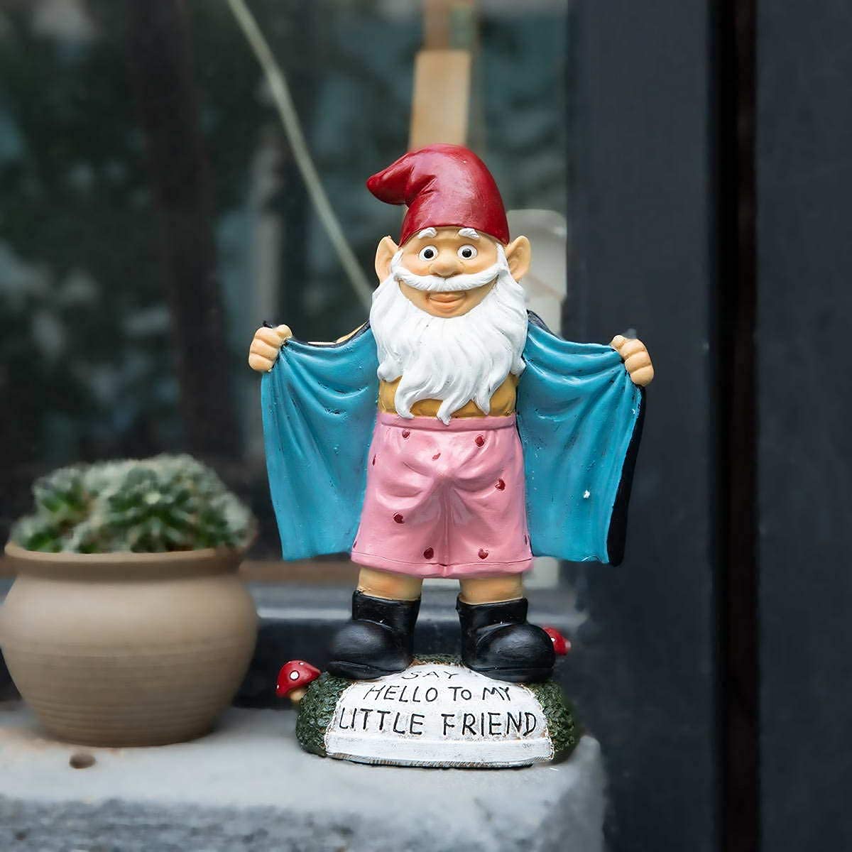 Jy.Cozy Garden Gnome Statue - Resin Funny Gnome Figurine, Naughty