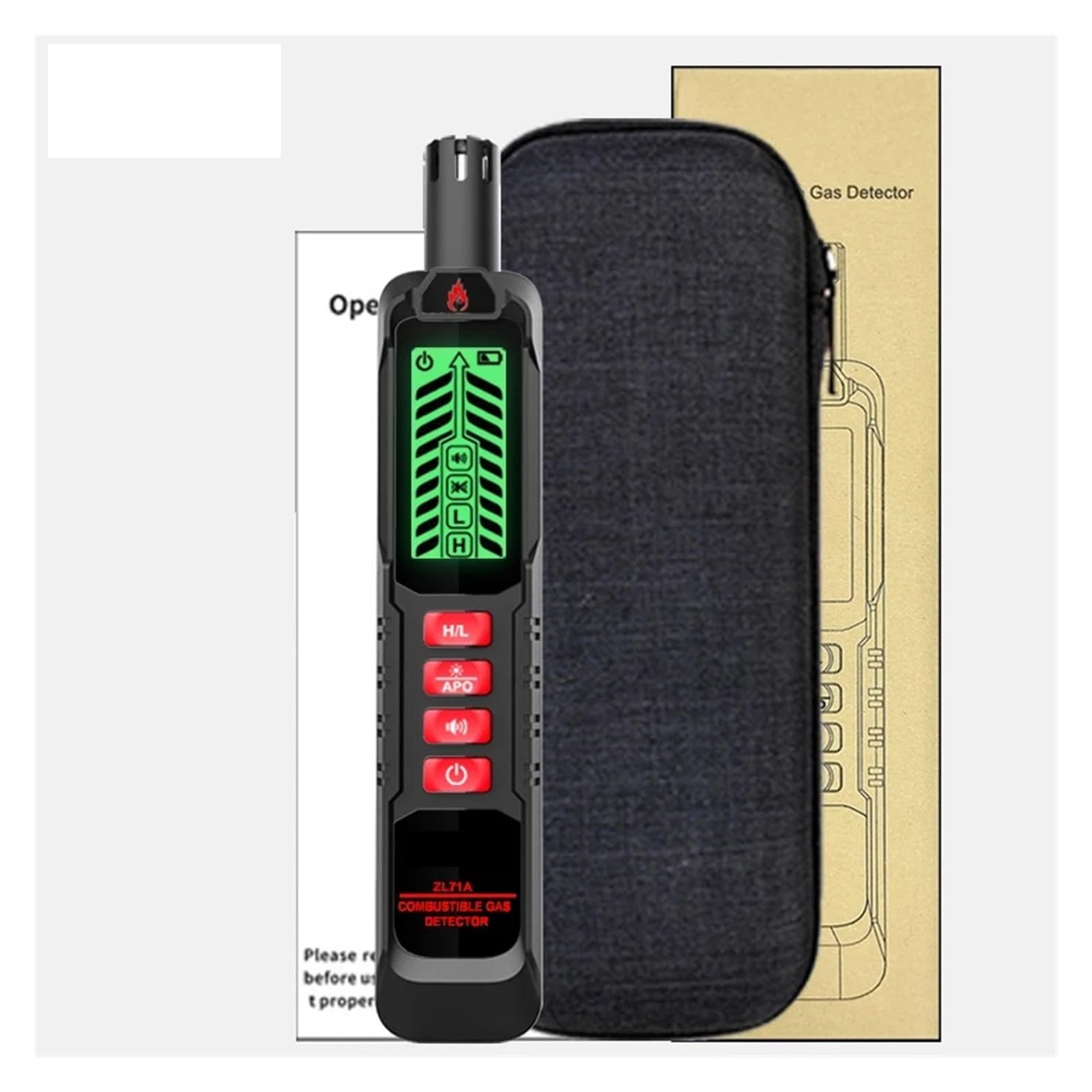 Slzjwlppa Zl71a Bag Gas Leak Detector Combustible Natural Flammable Alcohol Lpg Methane Analyzer Buzzer Alarm Ppm Analyzer Combustible Sensor Tool Quick Detection(Zl71a Bag)