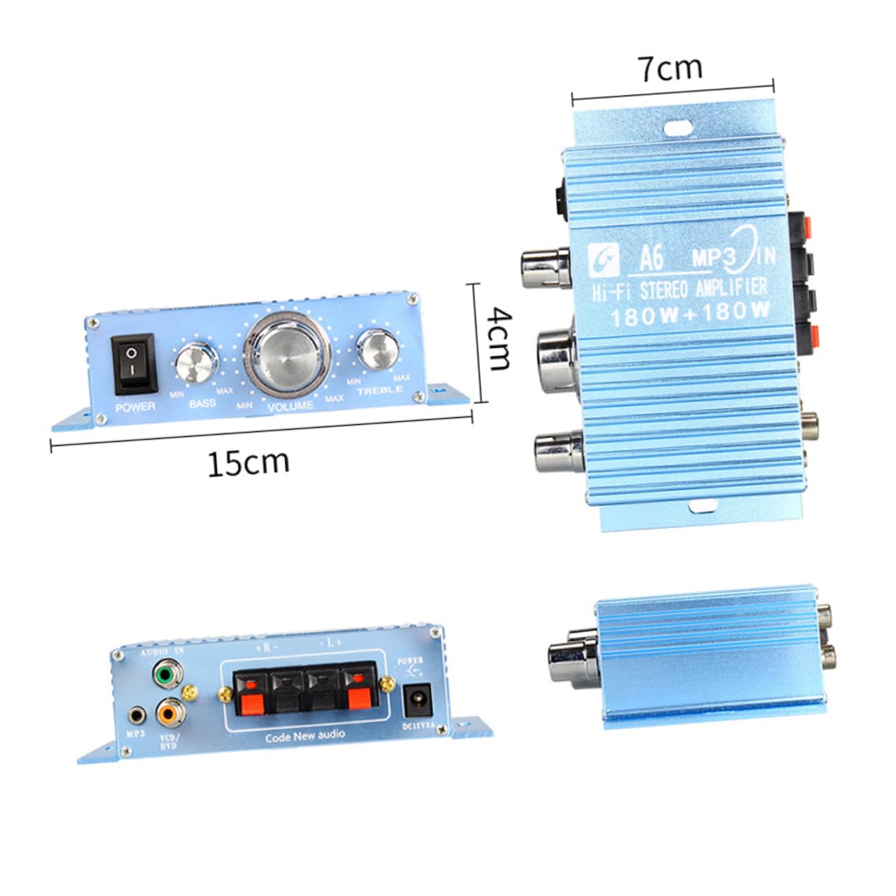 Uonlytech 12V Channel Car Power Amplifier Sky Audio Amplifier for Vehicle Sound System Compact Design for Enhanced Stereo Performance