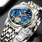 OLEVS-chronograph-Mens-Stainless-Steel-Watch-Blue-Dial-Silver-Colored-Strap