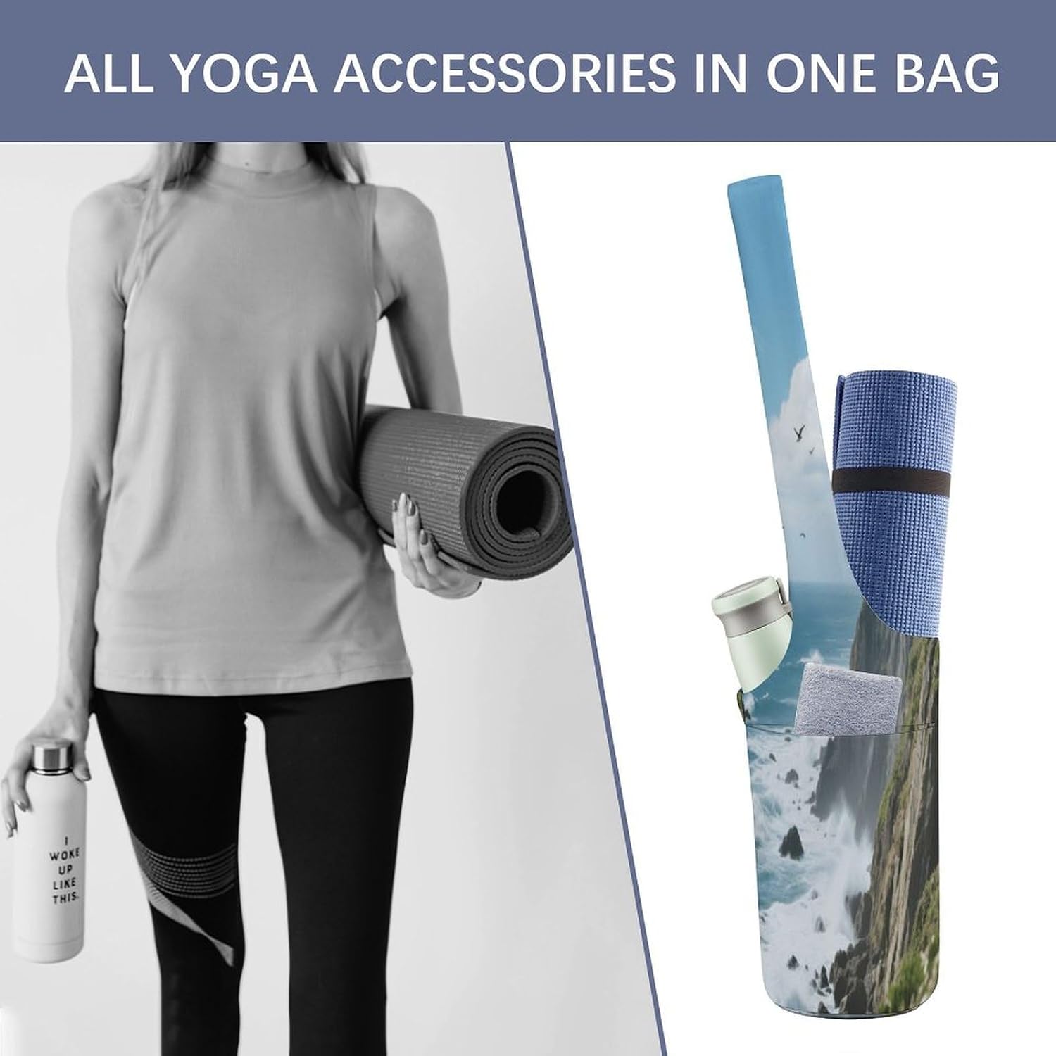 Coastal Cliff Canvas Yoga Mat Bag Yoga Mat Carrier image 4