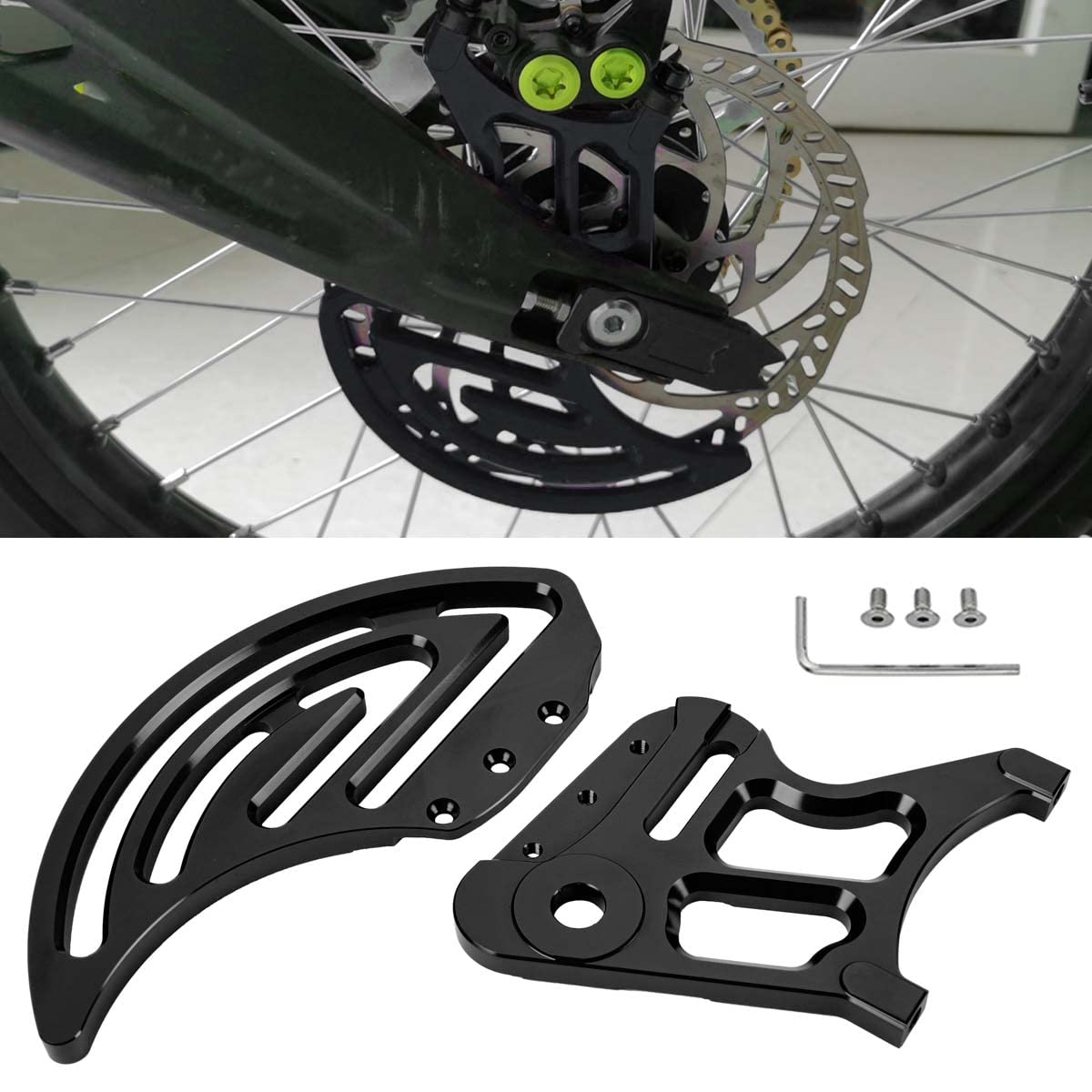 2Pcs Black Rear Brake Disc Guard Cover,Aluminum Dirt Pit Bike Motorcycle Sprocket Guards Derailleur Cover Caliper Chain Protector for Sur Ron Light Bee for Surron/Segway X160/X260