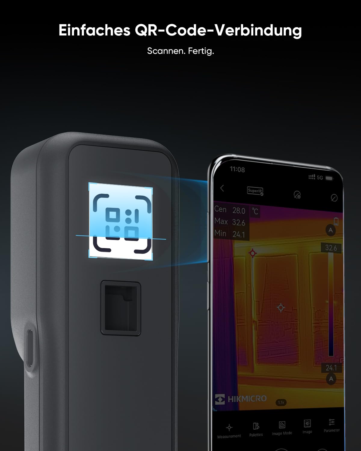 HIKMICRO Mini2W Drahtlose Wärmebildkamera 512×384 SuperIR, iOS/Android, 256x192 IR-Auflösung, Thermalkamera mit visueller Kamera, Manueller Fokus, für Telefon/Tablet/PC Windows