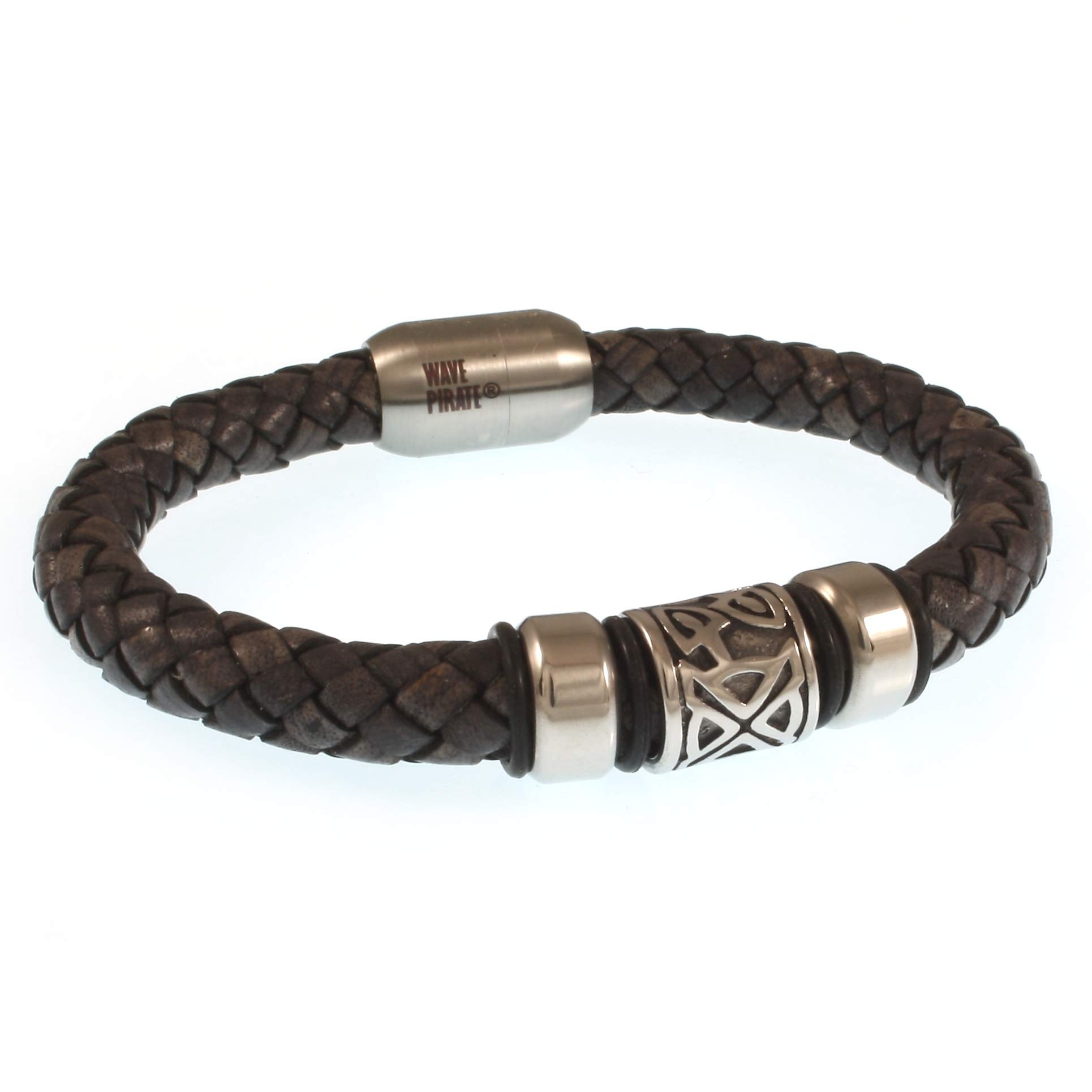 Leder-Armband FUERTE SHINE Grau Surfer Damen Herren