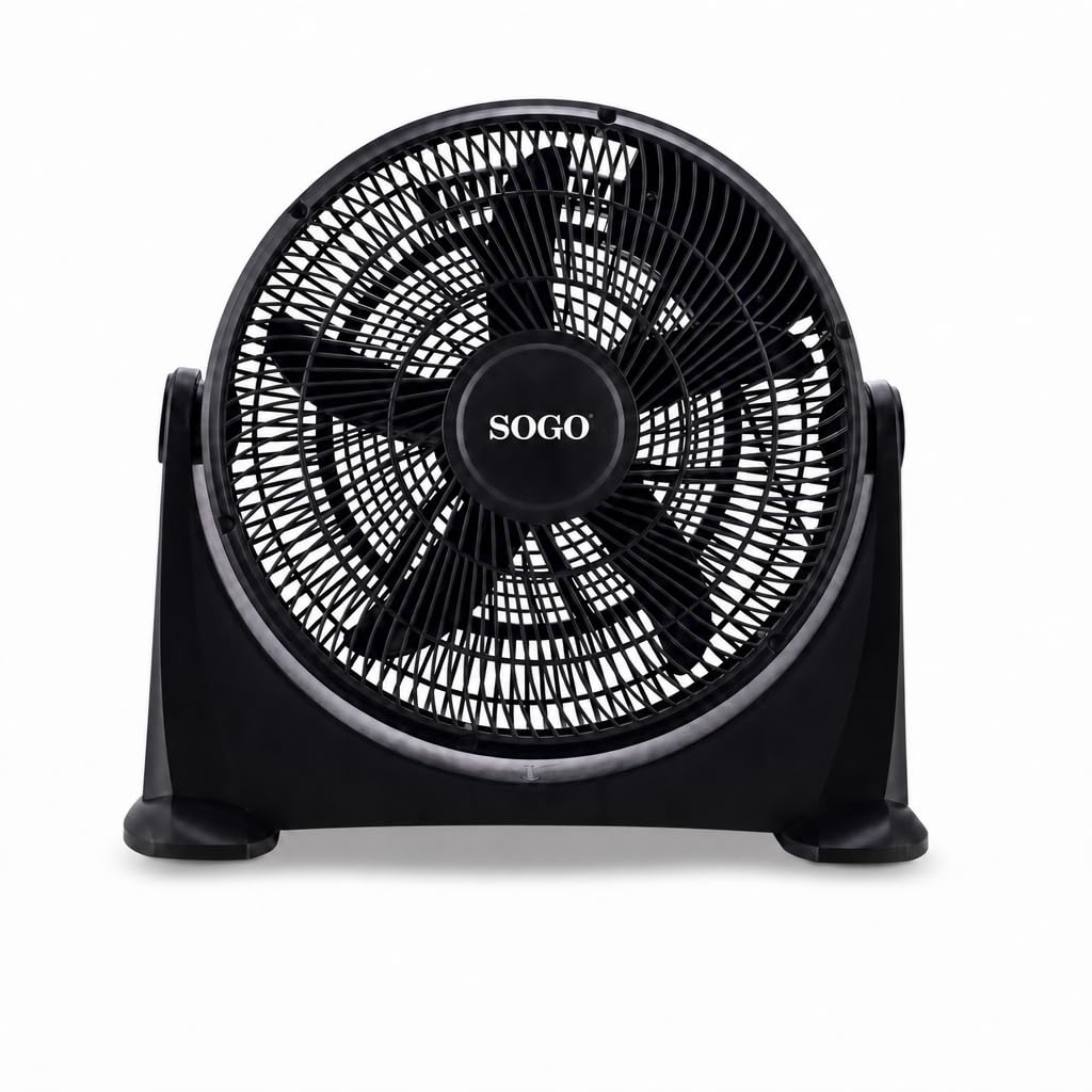 SOGO Ventilador de Box 16" 40cm con Motor 80W Silencioso - De Alta Eficiencia con 3 Velocidades y 5 Aspas - Rejilla Giratoria Multidireccional para Máxima Circulación de Aire en Hogar y Oficina