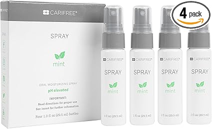 CariFree Oral Spray, Mint Flavored, Xylitol for Moisturization, Neutralizes pH, Fluoride-Free, Freshen Breath, Recommended by Dentists, Dentist Developed, 4 Bottles (1 fl. oz. Each)