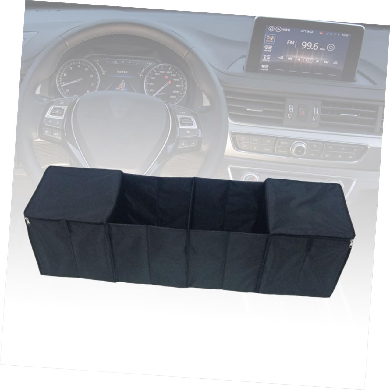 Organizer Bagagliaio Auto Pieghevole 4 Scomparti Pvc Nero | Capacità Ampia, Maniglie e Struttura Espandibile, per Tenere gli Oggetti in Ordine