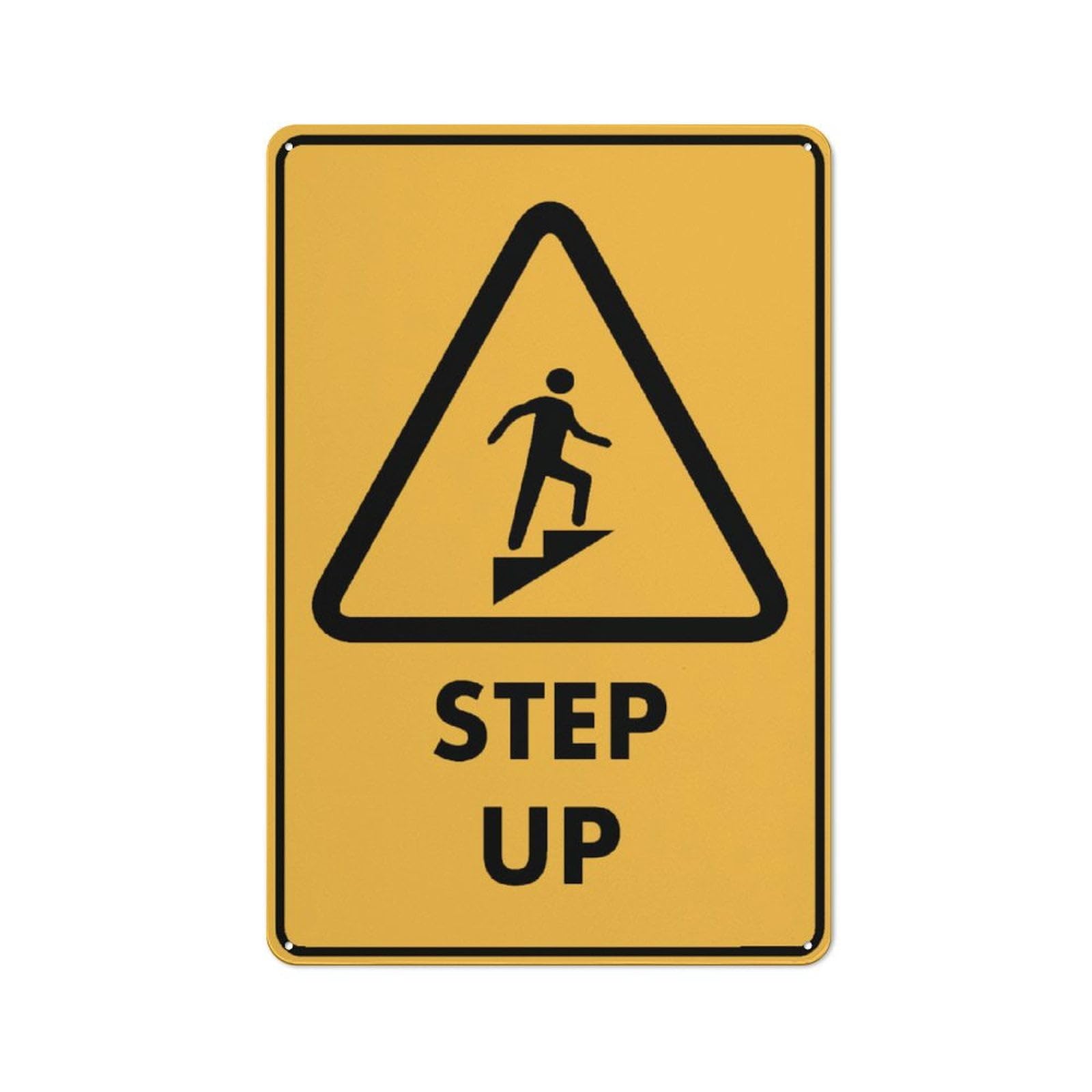 peiyeety Caution Step Up Sign 8"x12" Rust-Free Aluminum Outdoor - Metal Tin for Home, Business, Yard