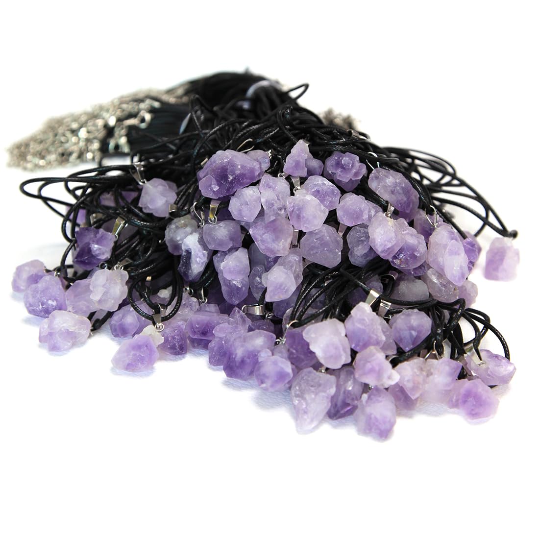 YITANAWholesale in Bulk 50PCS Amethyst Crystal Pendants Cluster Raw Stone Necklaces crystals Items for Boutique