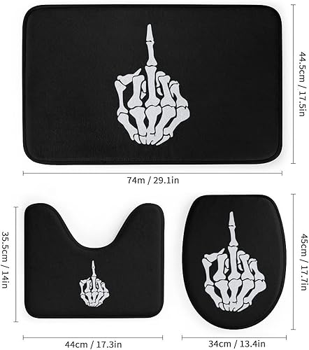 Miniatura 3 de Fuck Off - Juego de cortinas de ducha con alfombras antideslizantes, 4 piezas, juego de baño, cubierta para tapa de inodoro, accesorios de decoración