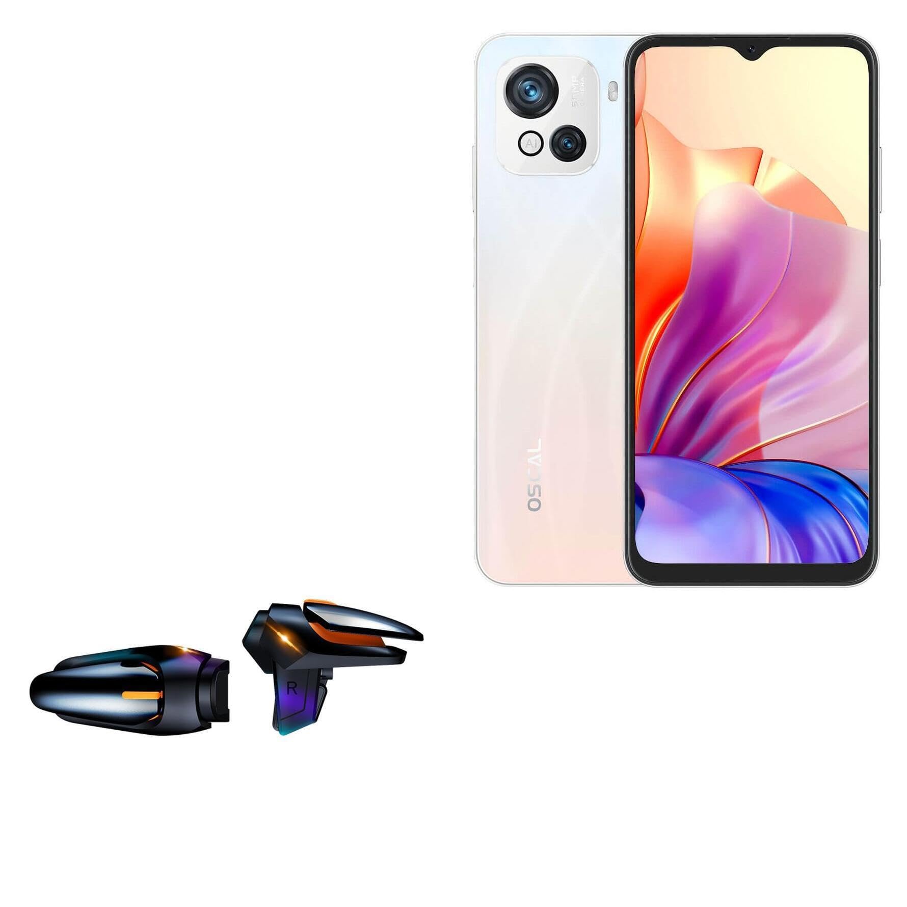 BoxWave Gaming Gear Compatible with Blackview Oscal C80 - Touchscreen QuickTrigger Auto, Trigger Buttons Autofire Gaming Mobile FPS - Jet Black