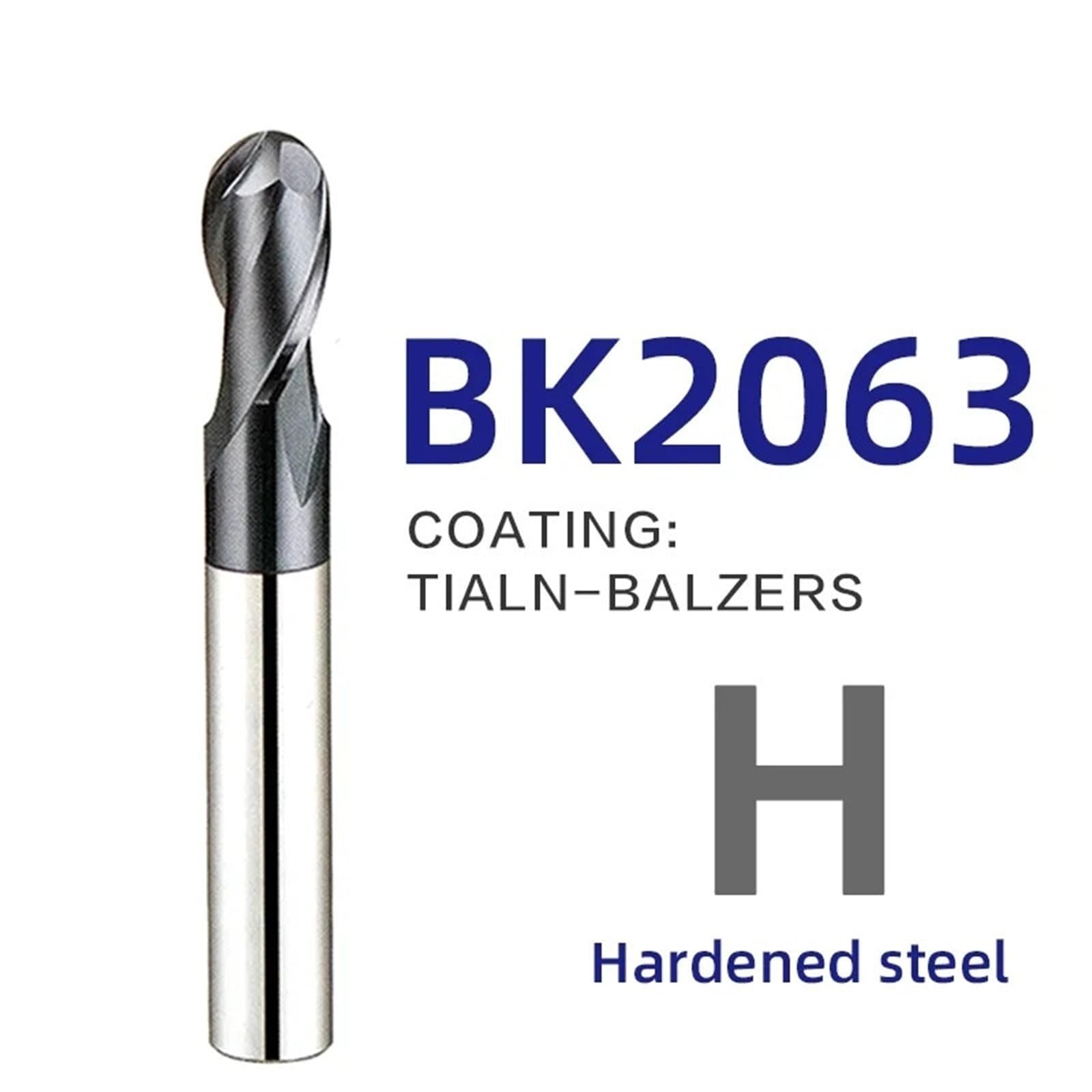 Frez kulowy z głowicą kulową, węglik wolframu, frez CNC, frez frezarski, R0,5-10 mm, 2 ostrza (R4 x 8 x 16 x 75)