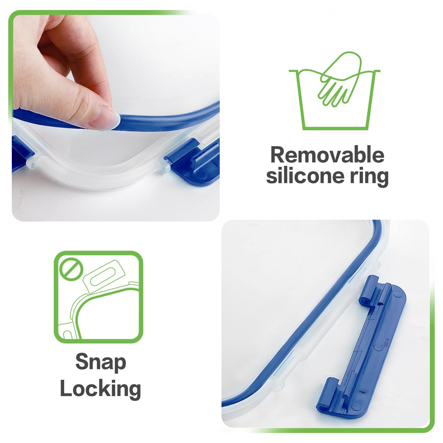 Confezione da 10 contenitori in vetro borosilicato per la preparazione dei pasti con coperchio di bloccaggio, set di contenitori ermetici per il pranzo, senza BPA e a prova di perdite, 1020,6 g e