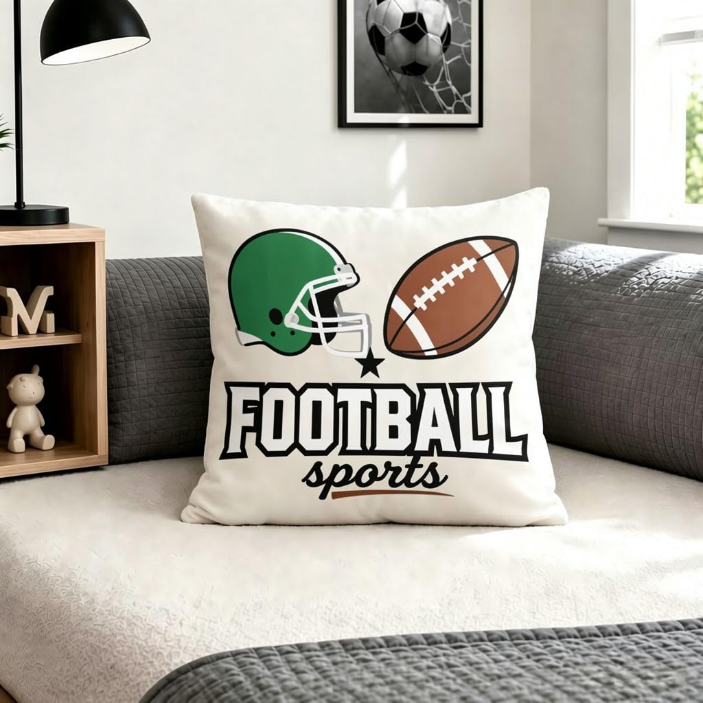 Football Helmet & Rugby BallPillow Covers -14x14