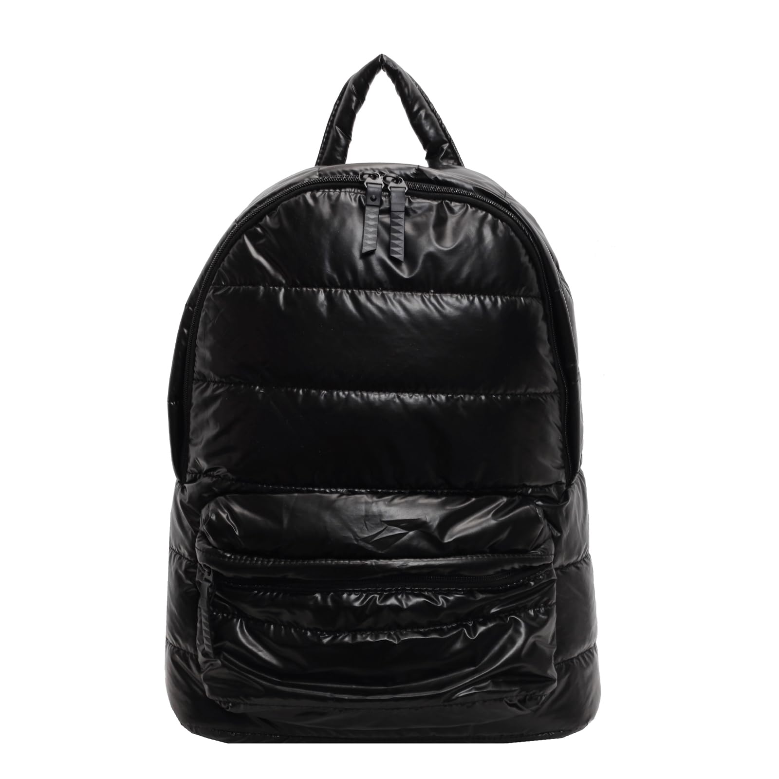 Extolove Puffer Backpack for Women, Lightweight Travel Puffy Backpack Purse Metallic Quilted Backpack (Black)