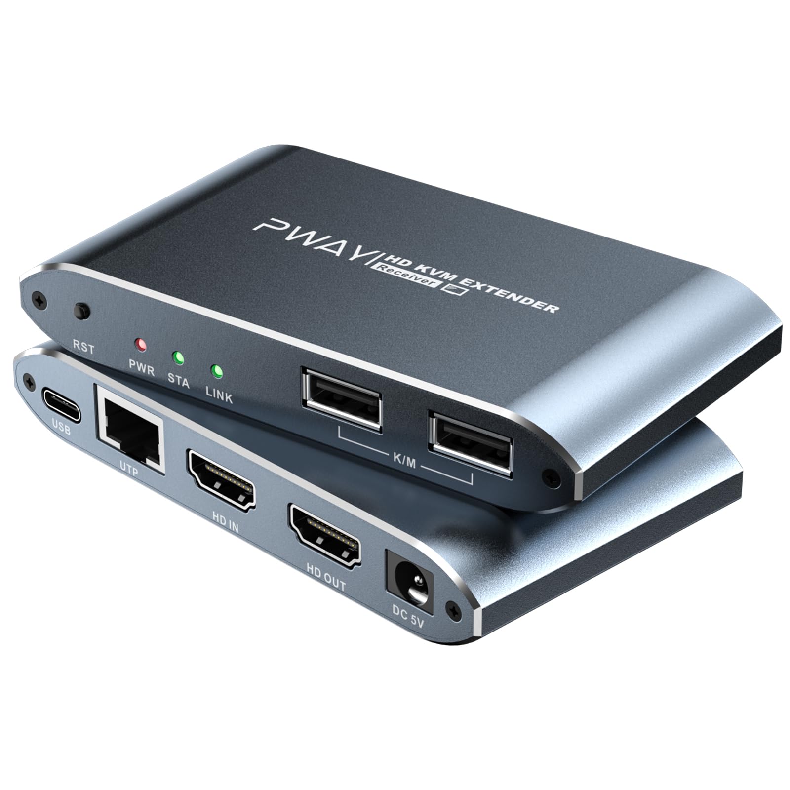 HDMI KVM USB Extender 492ft 150M Over Cat 5e 6 7 Ethernet Balun 1080P with Loop Out Function for Mouse and Keyboard Control DVR/NVR