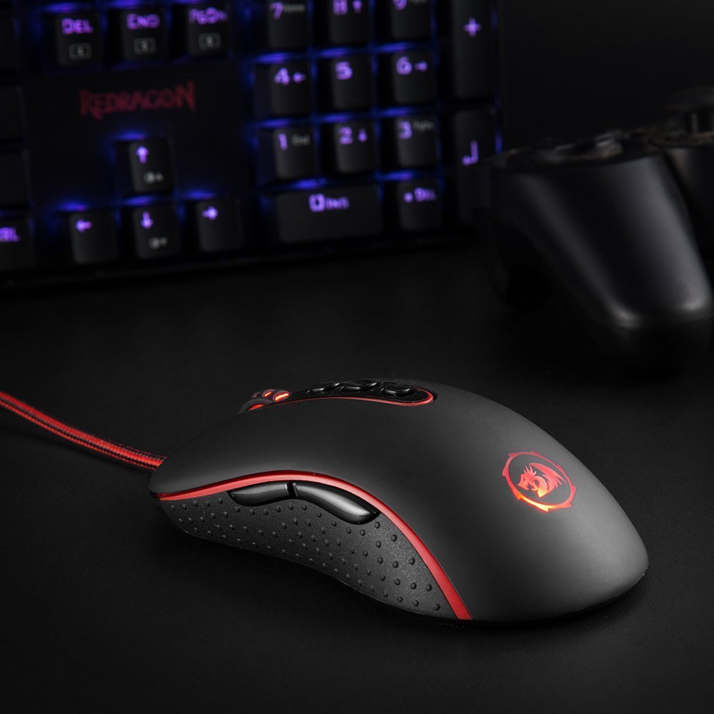 KINGTOP Souris Gaming Programmable 500-4000 DPI Capteur Optique De Haute Précision Souris Filaire Gauchers / Droitiers avec 11 Boutons et 5 Modes d'utilisation Différents, Noir