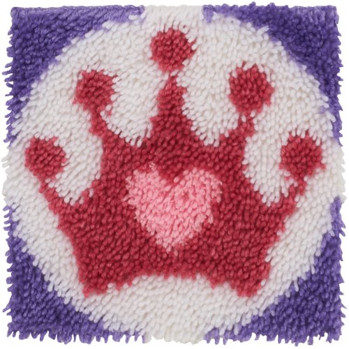 Image of Wonderart Princess Crown Latch Hook Kit, 12 inch X 12 inch