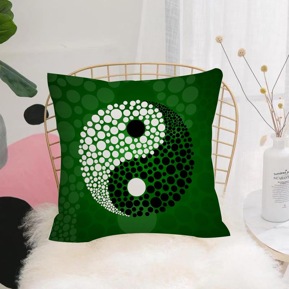 HYMSXW Cushion Cover,Throw Pillow Case Home Decorative for Living Room Bedroom Sofa Chair 20X20 Inch,Ying Yang, Digital Made Yin Yang Nature Z Shape,Pillowcase 50X50cm