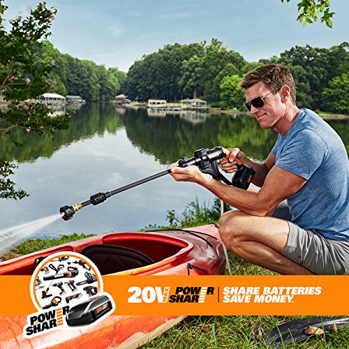 WORX WG629.1 Hydroshot 20V PowerShare 2.0 Ah 320 PSI Cordless Portable Power Cleaner with Accessories