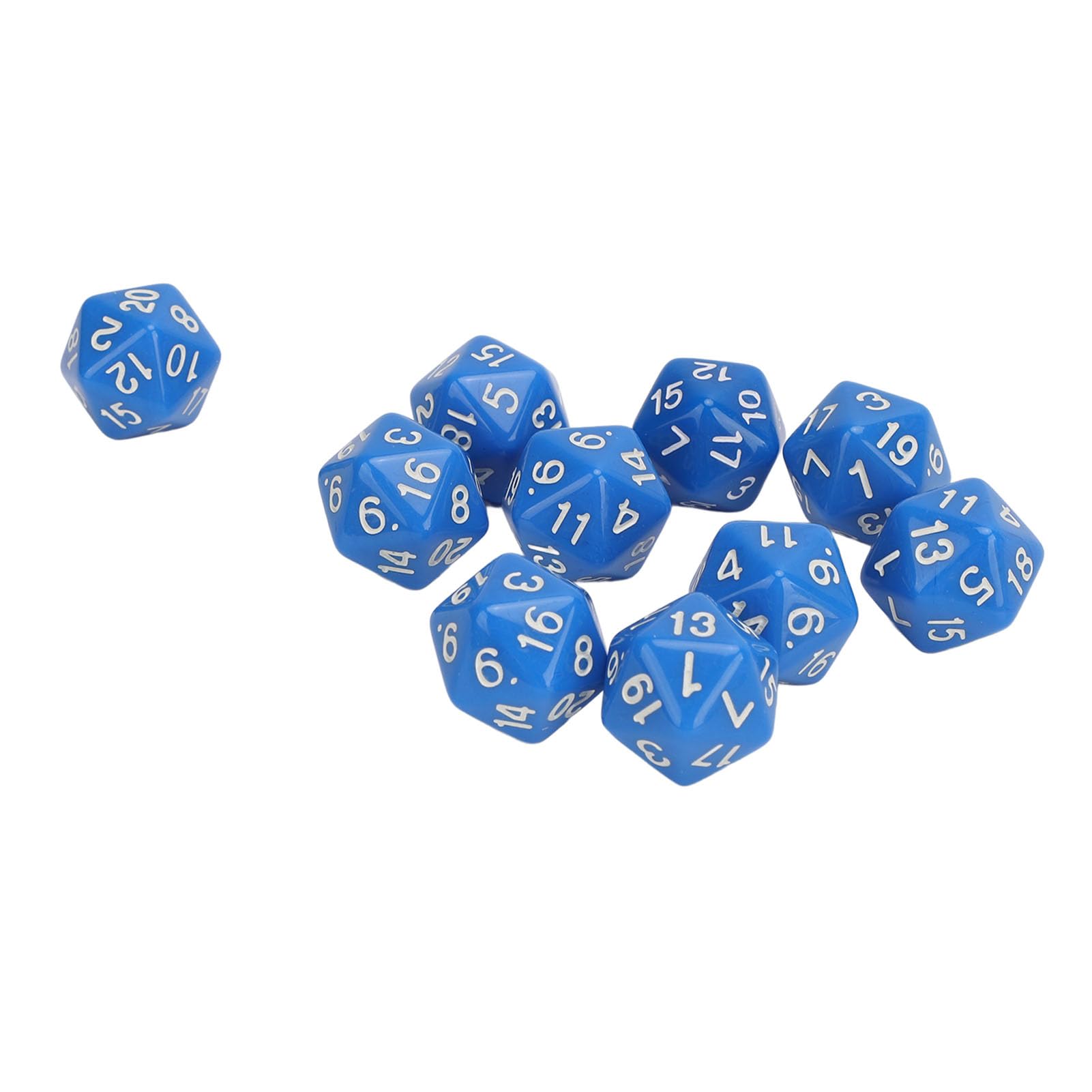 Juego de Dados poliédricos, 10 Piezas de plástico de Alta Resistencia, Dados de 20 Caras para Juegos de rol, Juegos de Mesa, educación matemática, Ligero, Duradero, Resistente a (Azul)