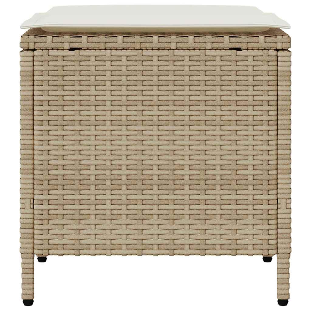 Set Divano da Giardino 4 Pezzi, in Polyrattan e Acciaio, con Cuscini Imbottiti, Design Modulare, Salotto da Giardino Esterno, Divano Esterno per Giardino e Terrazzo,Beige, con 2 Poltrone e 2 Sgabelli