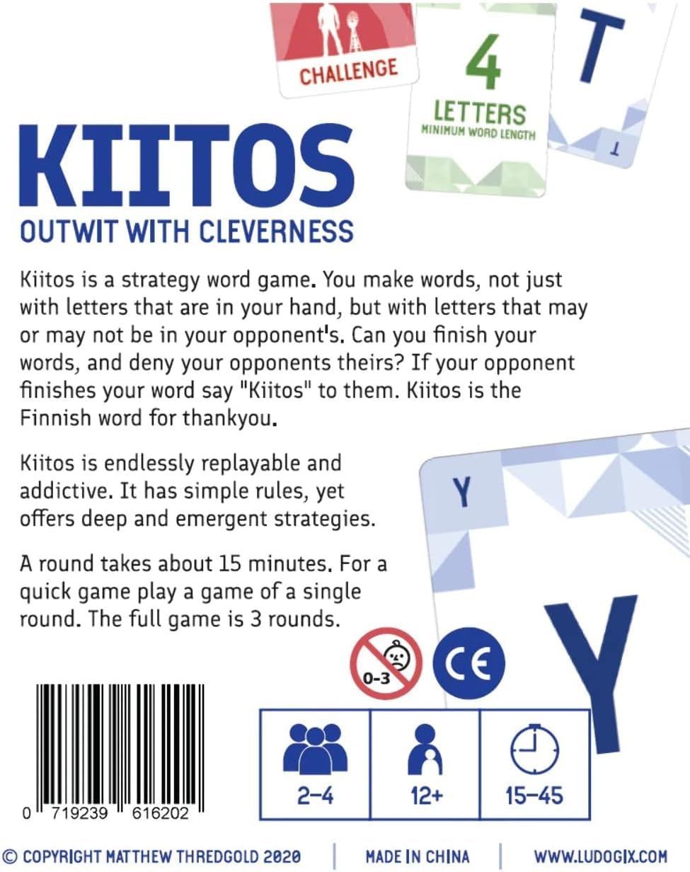 Amazon.com: Kiitos - A Strategy Word Game for 2-4 Players : Toys