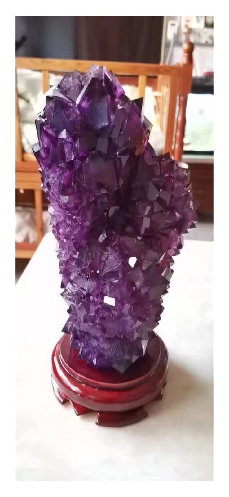 Cristal Natural áspero Bastante púrpura alumbre Puntiagudo racimo Gigante fengshui Piedra decoración del hogar