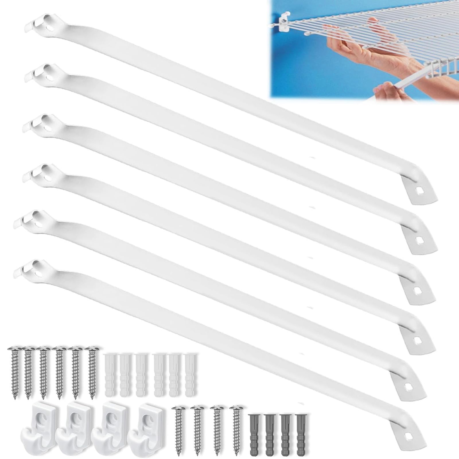 Kaeltsyn Multicolor 6 Pieces Strong Brackets Set Includes Mounting Clip Hardware Steel Construction Rack For Quick Wall Installation Rustproof Brackets