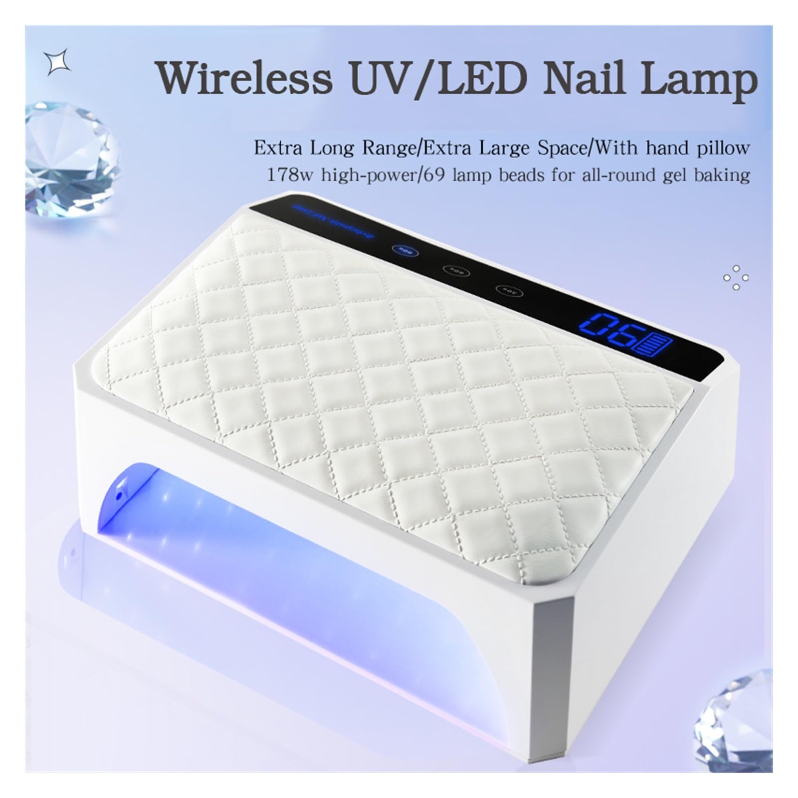 Lampa UV do paznokci, Lampa LED UV do paznokci Bezprzewodowa 178 W Led Lampa UV do paznokci Bezprzewodowa ładowalna Profesjonalna lampa LED do paznokci Poduszka żelowa do manicure Lekki lakier do pazn