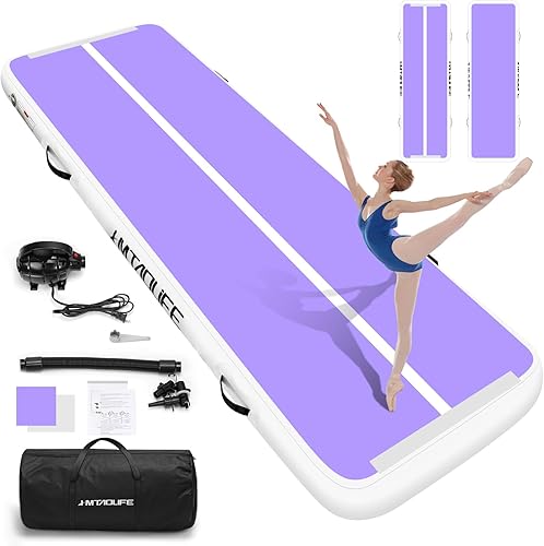 Colchoneta inflable de gimnasia de 6.610131620 pies para niños, 48 pulgadas Thikness Air Track Mat con bomba, alfombrilla para gimnasio, yoga,