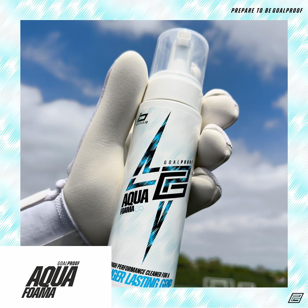 Goalproof Aqua Foama Nettoyant pour gants de gardien de but | Mousse de nettoyage pour gants de gardien de but | Mousse moussante pour gants de gardien de but | Prise en main plus durable