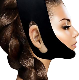 Silicone Lifting Bandage V Shaped Slimming Facial Strap Double Chin Reducer V-Line Neck Lifting Tape Face Slimmer Belt Chin Up Patch Reusable Face Toning Belts for Firming&Tightening Skin (Black)