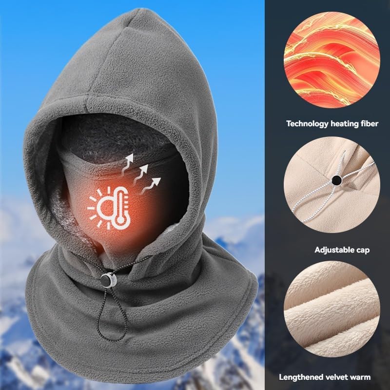 Balaclava Face Mask Men Women Fleece Ski Mask Balaclava Winter Hat Grey - image 6
