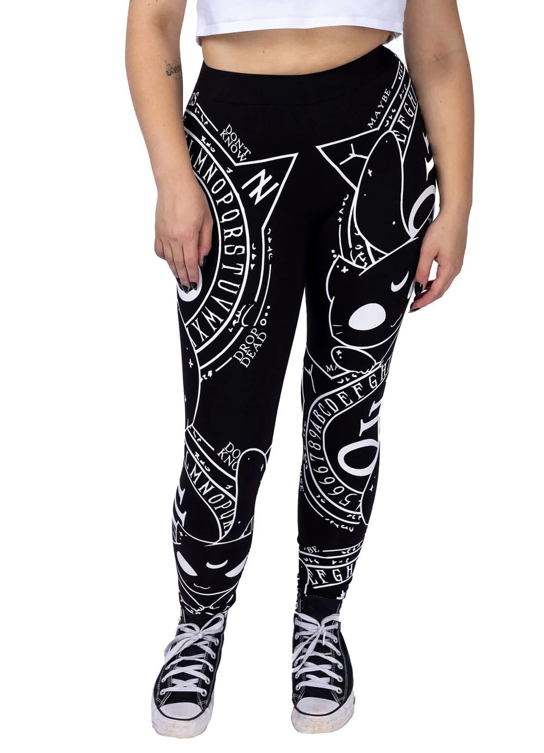 Heartless Cat Craft Leggings Gothic Wicca Witchcraft Ouija Occult Symbol Pants - Black (M)