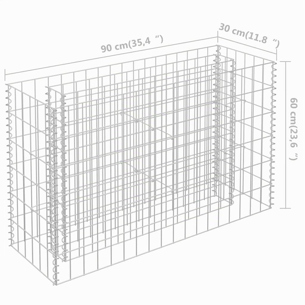 DELUKE Gabionen Hochbeet ROON aus Stahl | 90x30x60cm | Steinkorb Gabionengitter Ziergabione Steingabione Drahtkorb befüllbar