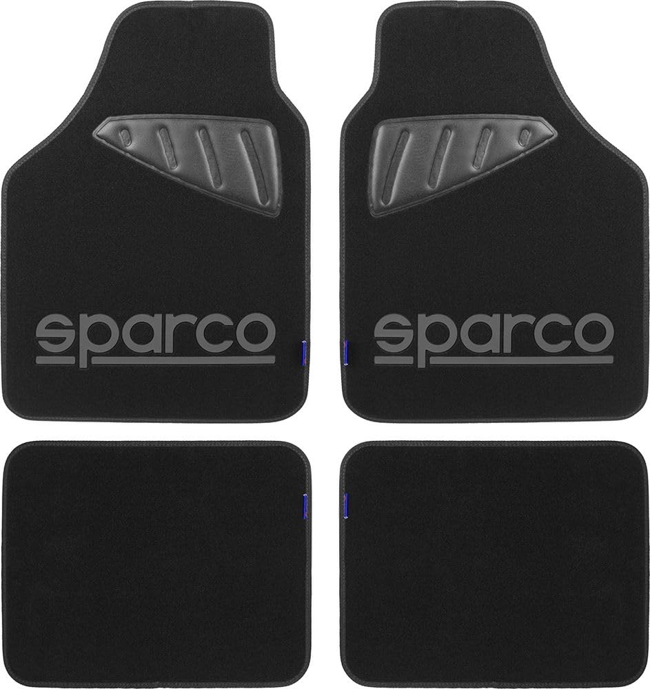 Sparco DO SPC1902 Set 4 Pieces Universal With Scuff Left/Right Logo Grey Black Carpet