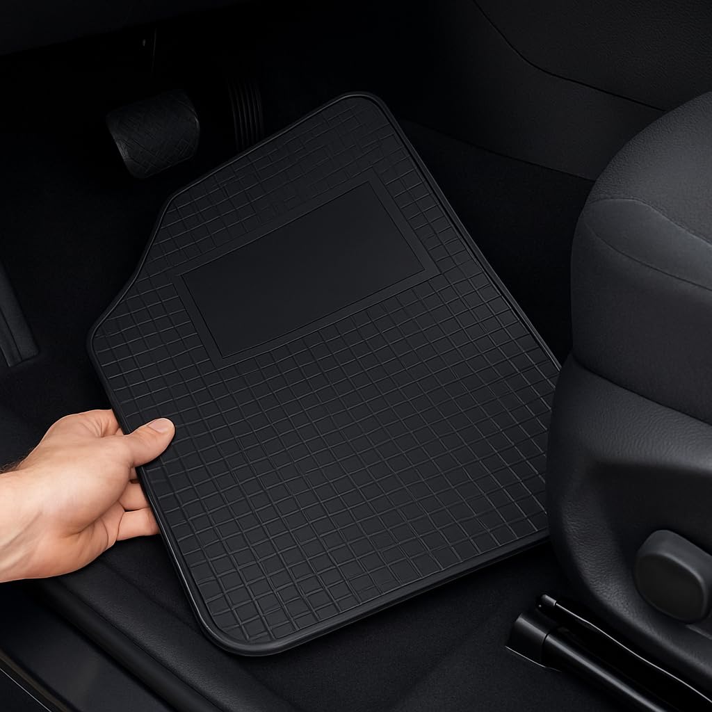 SCAR Set 4 Tappetini Auto Universali in Gomma Antiscivolo – Tappeti Resistenti Impermeabili, Facili da Pulire, Adatti a Tutti i Veicoli