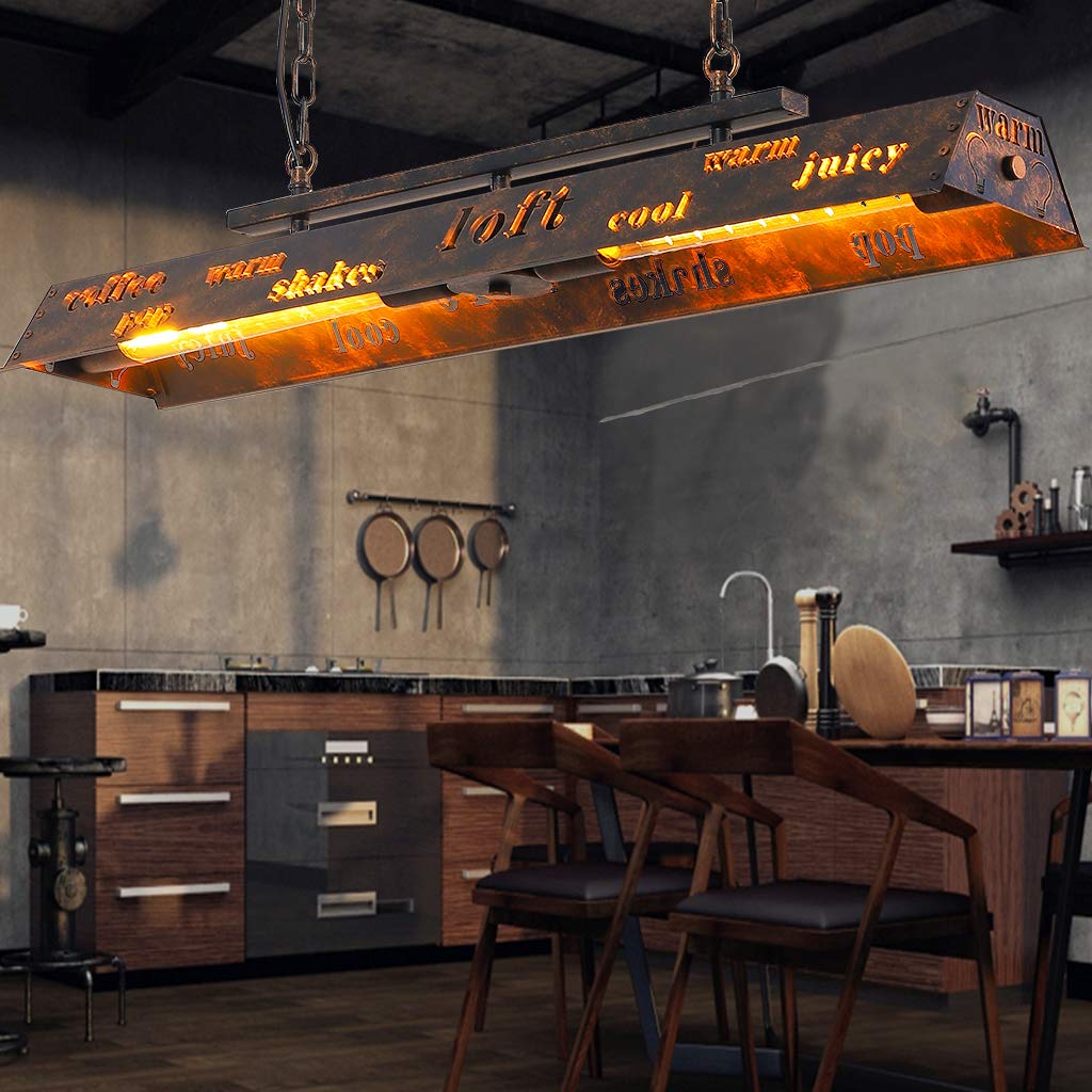 Retro Hanglamp Vintage Hanglamp Ijzer Stijl Letters Kroonluchter In Hoogte Verstelbare Hanglamp Industriële Hanglamp Restaurant Woonkamer Keuken Bar Hangende Plafondlamp L80cm
