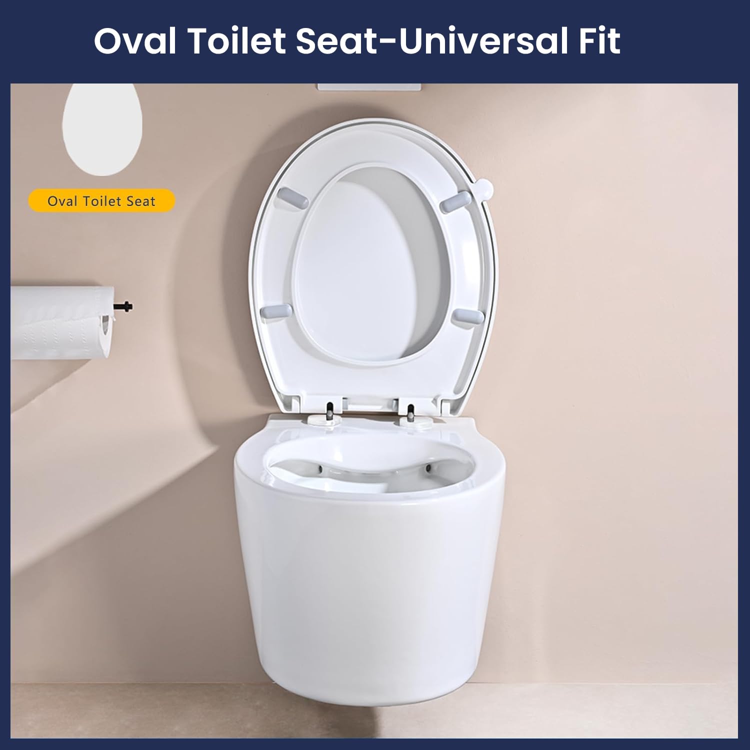 YEAUPE PRO Sedile per WC con chiusura rallentata, colore bianco, con cerniere regolabili a sgancio rapido per una facile pulizia, sedile universale per bagno, resistente, antiscivolo, standard a forma